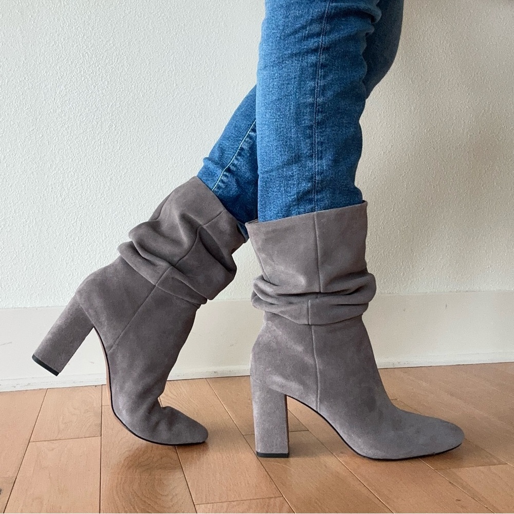 NEW Banana Republic Grey Slouch Boots Leather Suede 9.5 Mid Calf